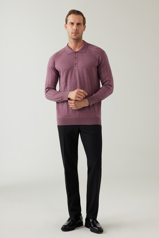 Erkek Gül Kurusu Pamuklu Polo Yaka Triko