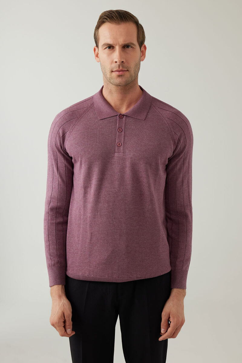 Erkek Gül Kurusu Pamuklu Polo Yaka Triko - 4