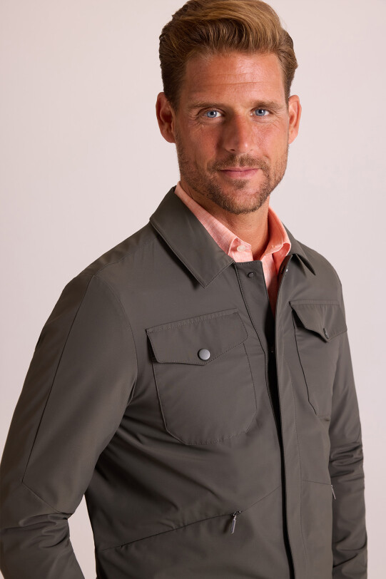 Erkek Haki Yeşil Klasik Yaka Yazlık Mont