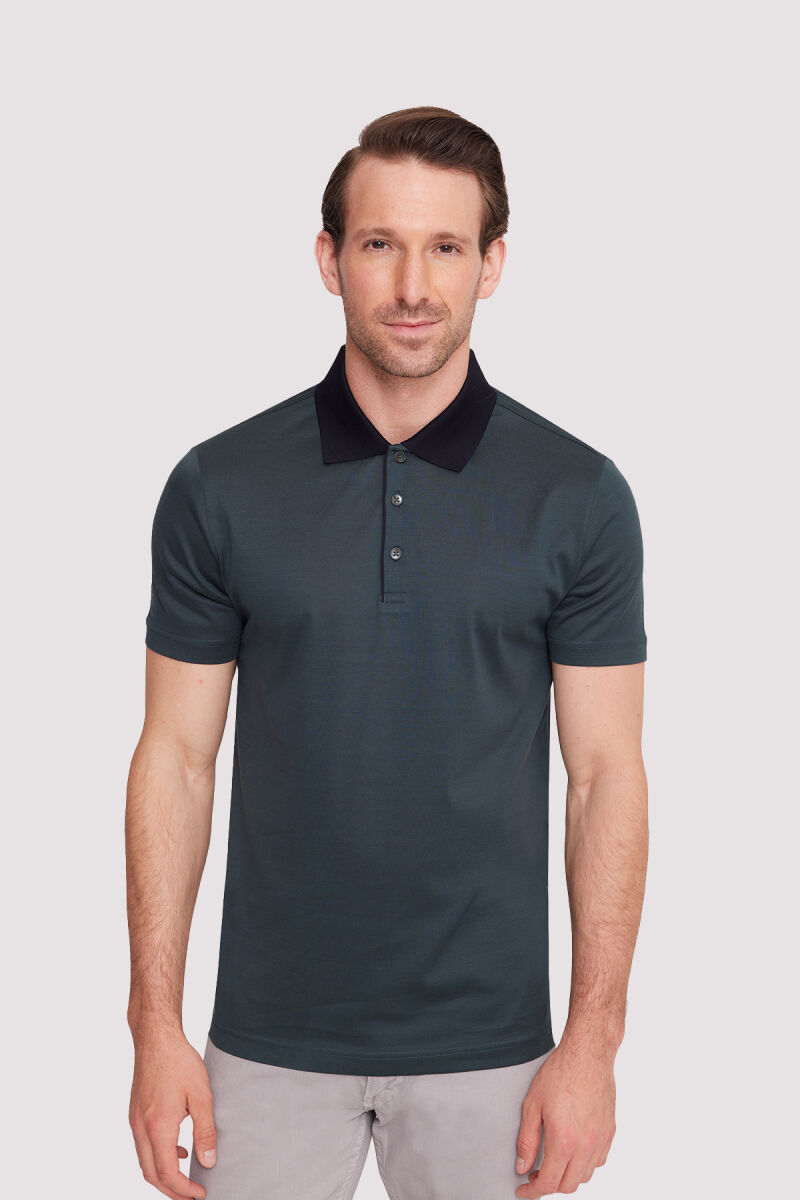 Erkek Haki Yeşil Polo Yaka T-Shirt - 2