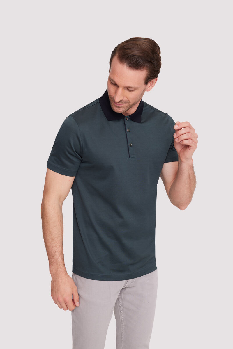 Erkek Haki Yeşil Polo Yaka T-Shirt - 1