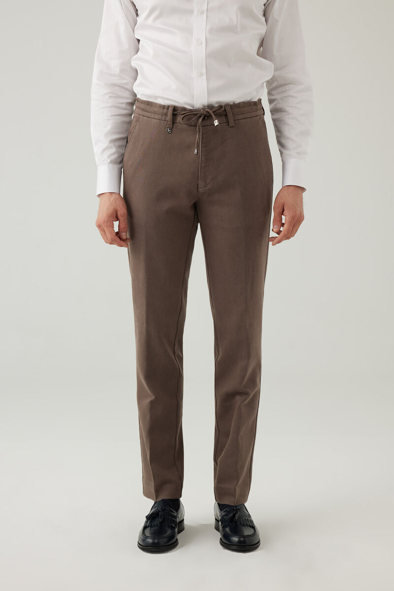 Erkek Haki Yeşil Regular Fit Jogger Yan Cep Kanvas Pantolon - 1