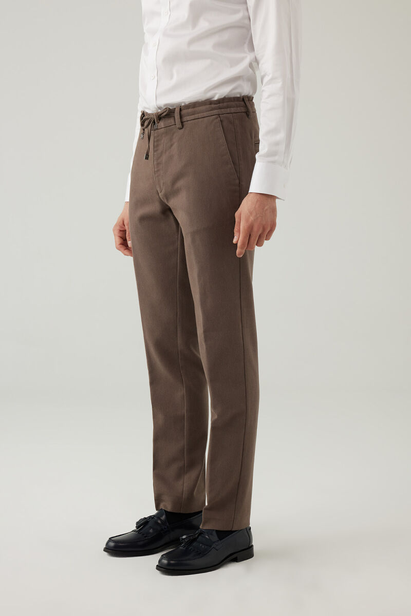 Erkek Haki Yeşil Regular Fit Jogger Yan Cep Kanvas Pantolon - 2