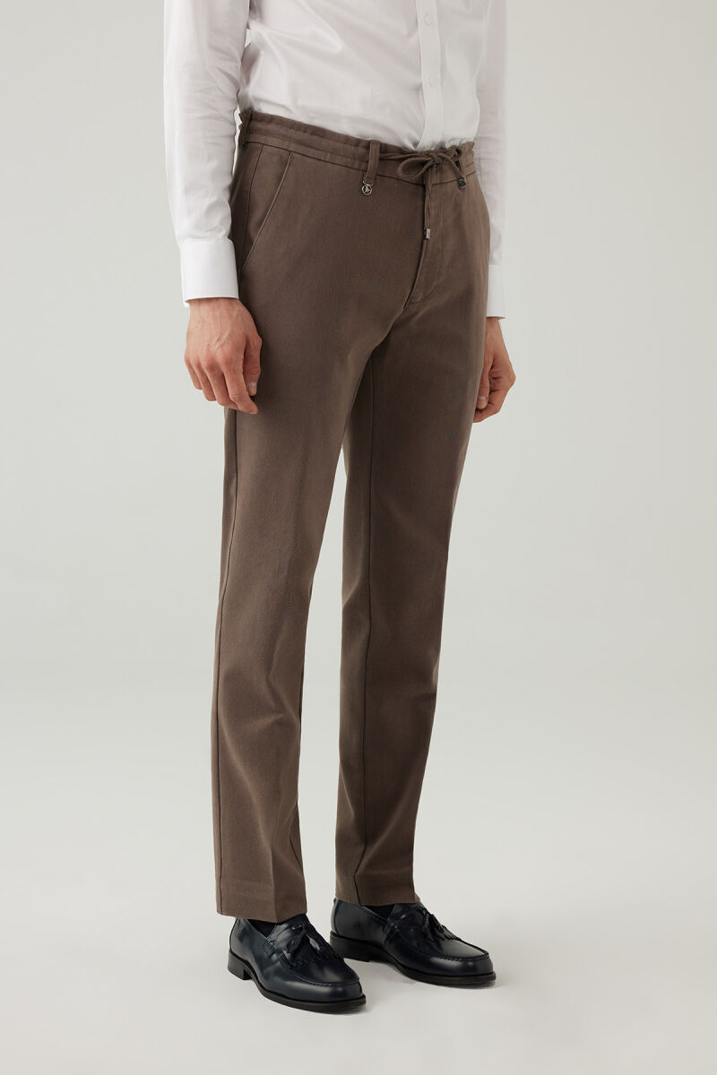 Erkek Haki Yeşil Regular Fit Jogger Yan Cep Kanvas Pantolon - 3