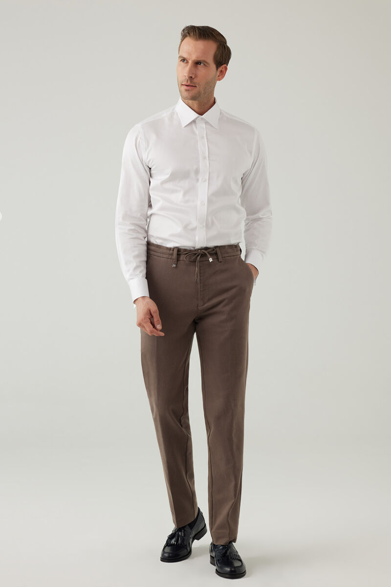 Erkek Haki Yeşil Regular Fit Jogger Yan Cep Kanvas Pantolon - 4