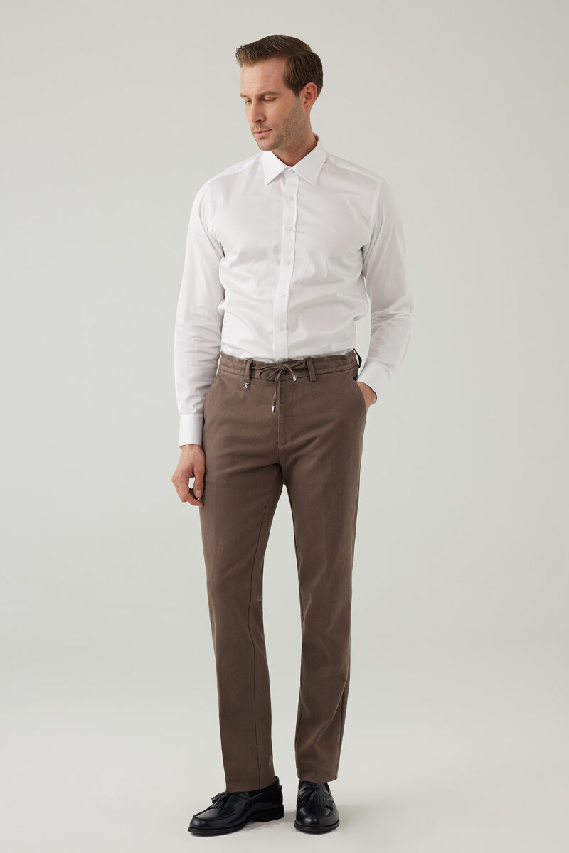 Erkek Haki Yeşil Regular Fit Jogger Yan Cep Kanvas Pantolon - 6