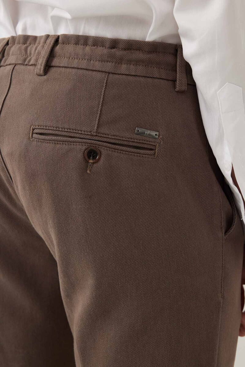 Erkek Haki Yeşil Regular Fit Jogger Yan Cep Kanvas Pantolon - 8