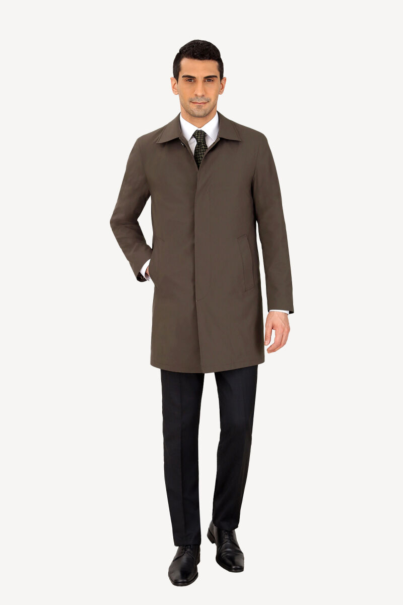 Erkek Haki Yeşil Regular Fit Pardesü İçi Çıkmalı - 1