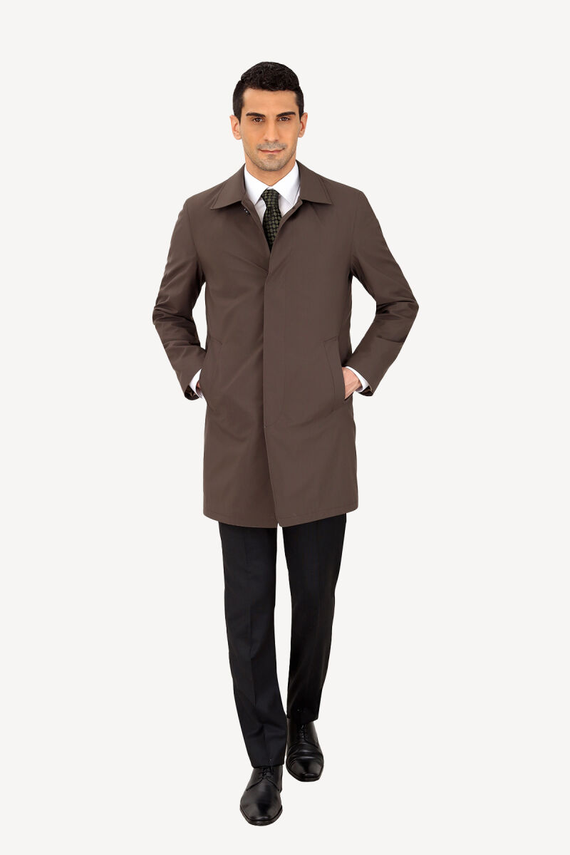 Erkek Haki Yeşil Regular Fit Pardesü İçi Çıkmalı - 2