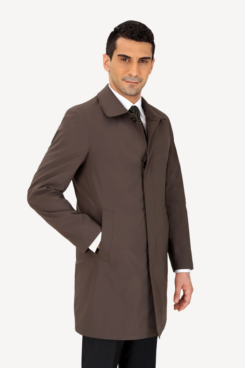 Erkek Haki Yeşil Regular Fit Pardesü İçi Çıkmalı - 3