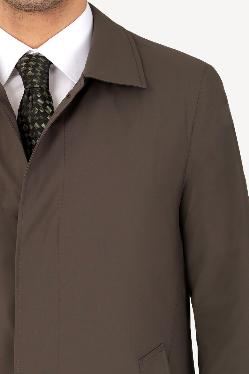 Erkek Haki Yeşil Regular Fit Pardesü İçi Çıkmalı - 4