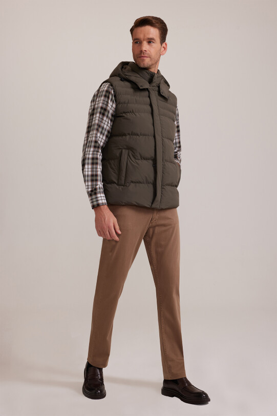 Erkek Haki Yeşil Regular Fit Yelek