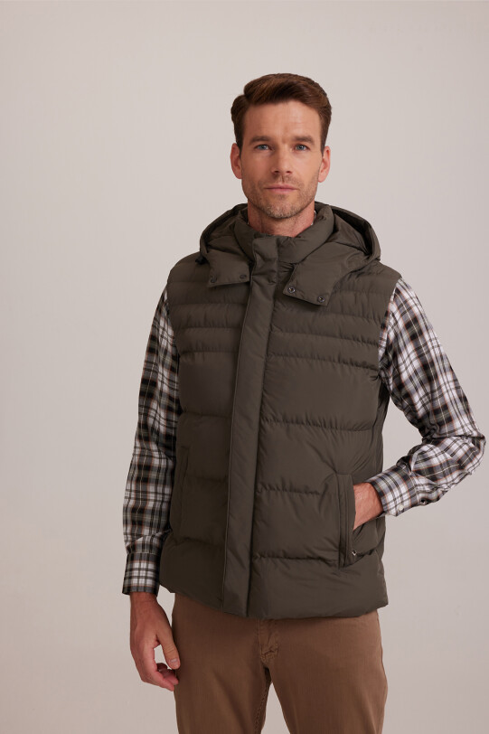 Erkek Haki Yeşil Regular Fit Yelek