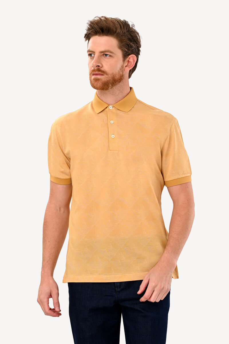 Erkek Hardal Desenli Polo Yaka Tshirt - 1