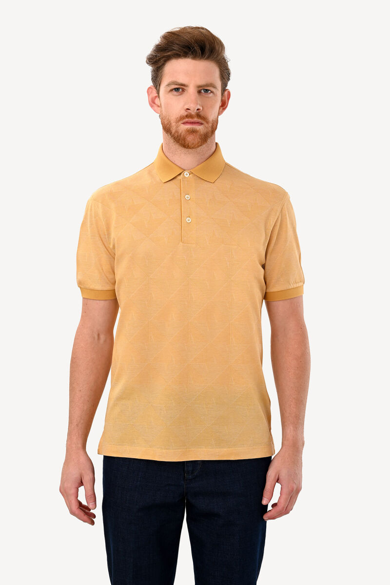 Erkek Hardal Desenli Polo Yaka Tshirt - 2