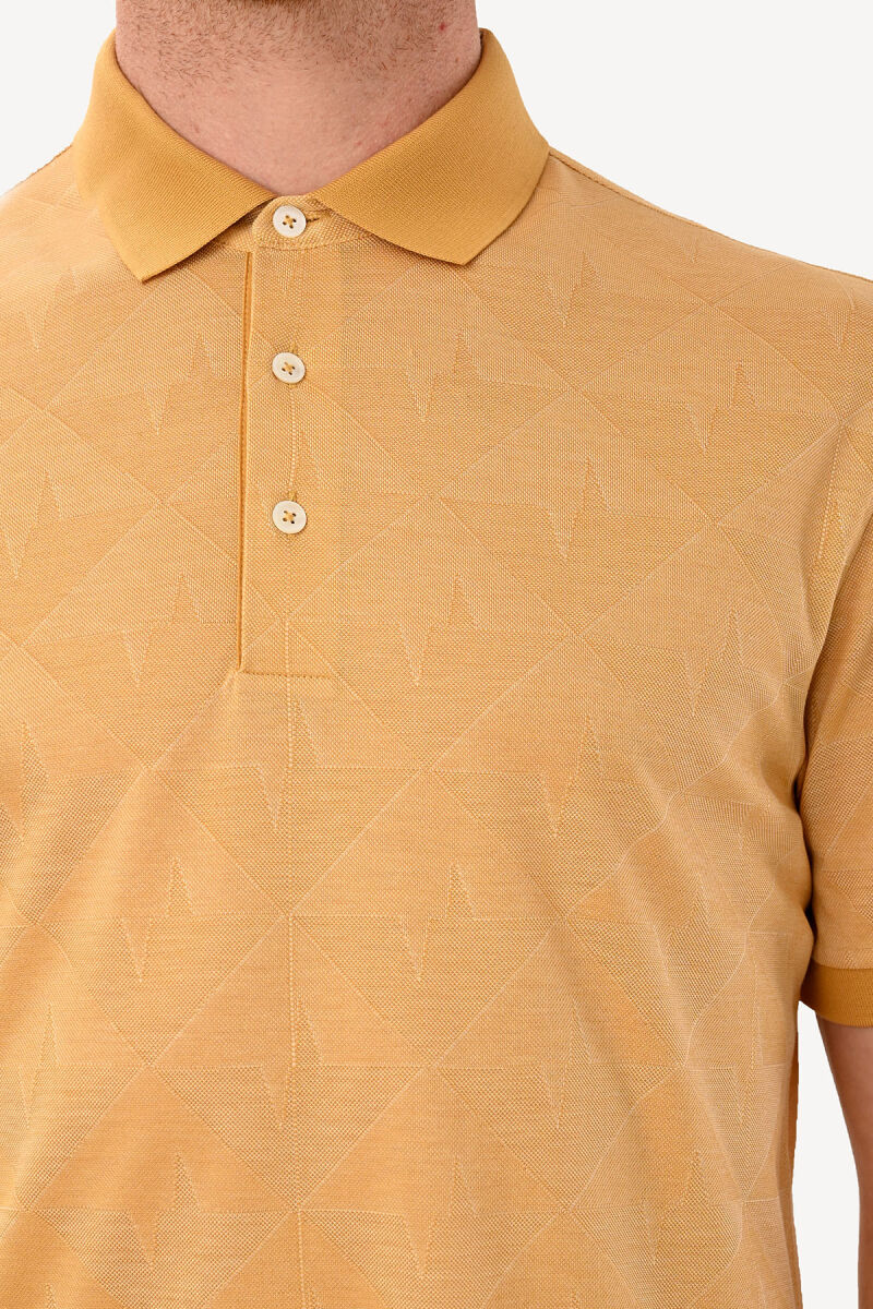 Erkek Hardal Desenli Polo Yaka Tshirt - 4