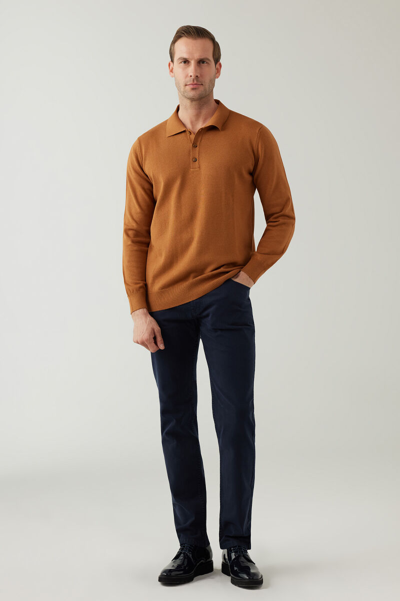 Erkek Hardal Pamuklu Polo Yaka Triko - 2