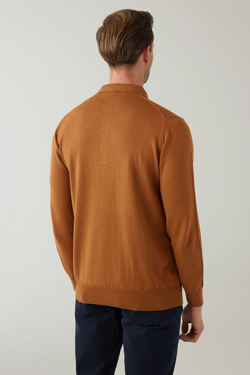 Erkek Hardal Pamuklu Polo Yaka Triko - 8