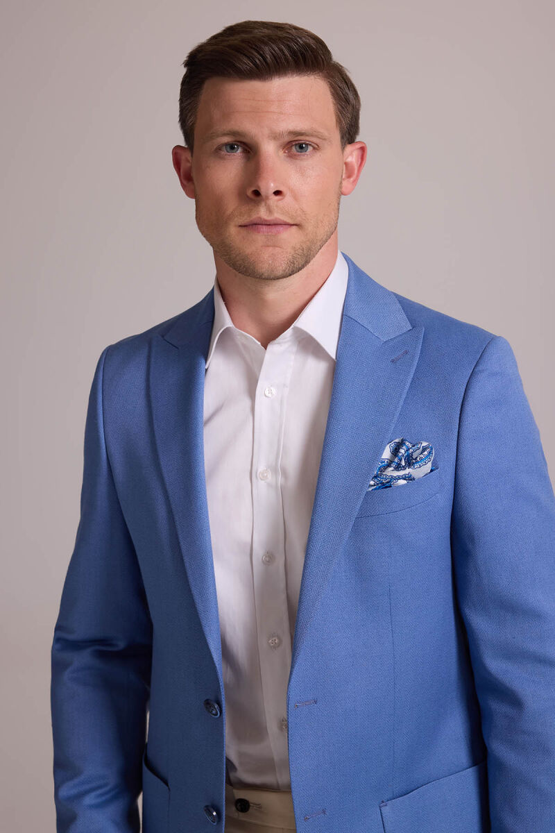 Erkek İndigo Mavi Regular Fit Sivri Yaka Tek Ceket - 6