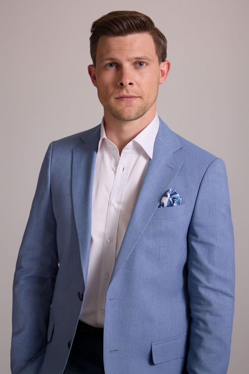 Erkek İndigo Mavi Spor Keten Ceket - 1