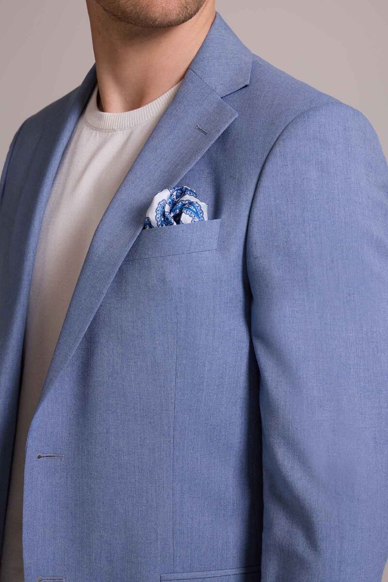 Erkek İndigo Mavi Spor Keten Ceket - 10