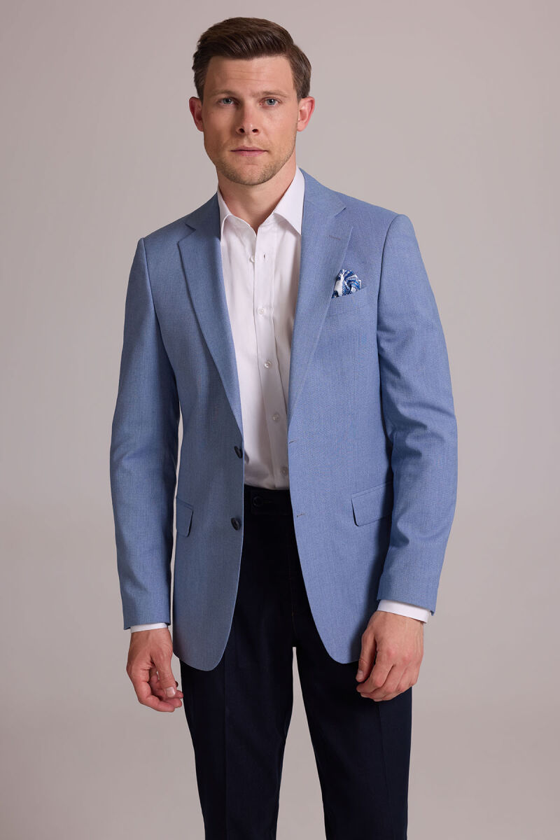 Erkek İndigo Mavi Spor Keten Ceket - 7