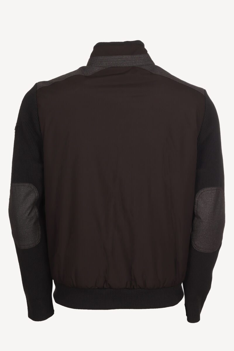 Erkek Kahverengi Dik Yaka Desenli Triko Kol Spor Mont - 4