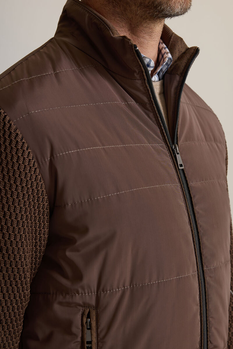 Erkek Kahverengi Klasik Desenli Triko Kol Spor Mont - 6