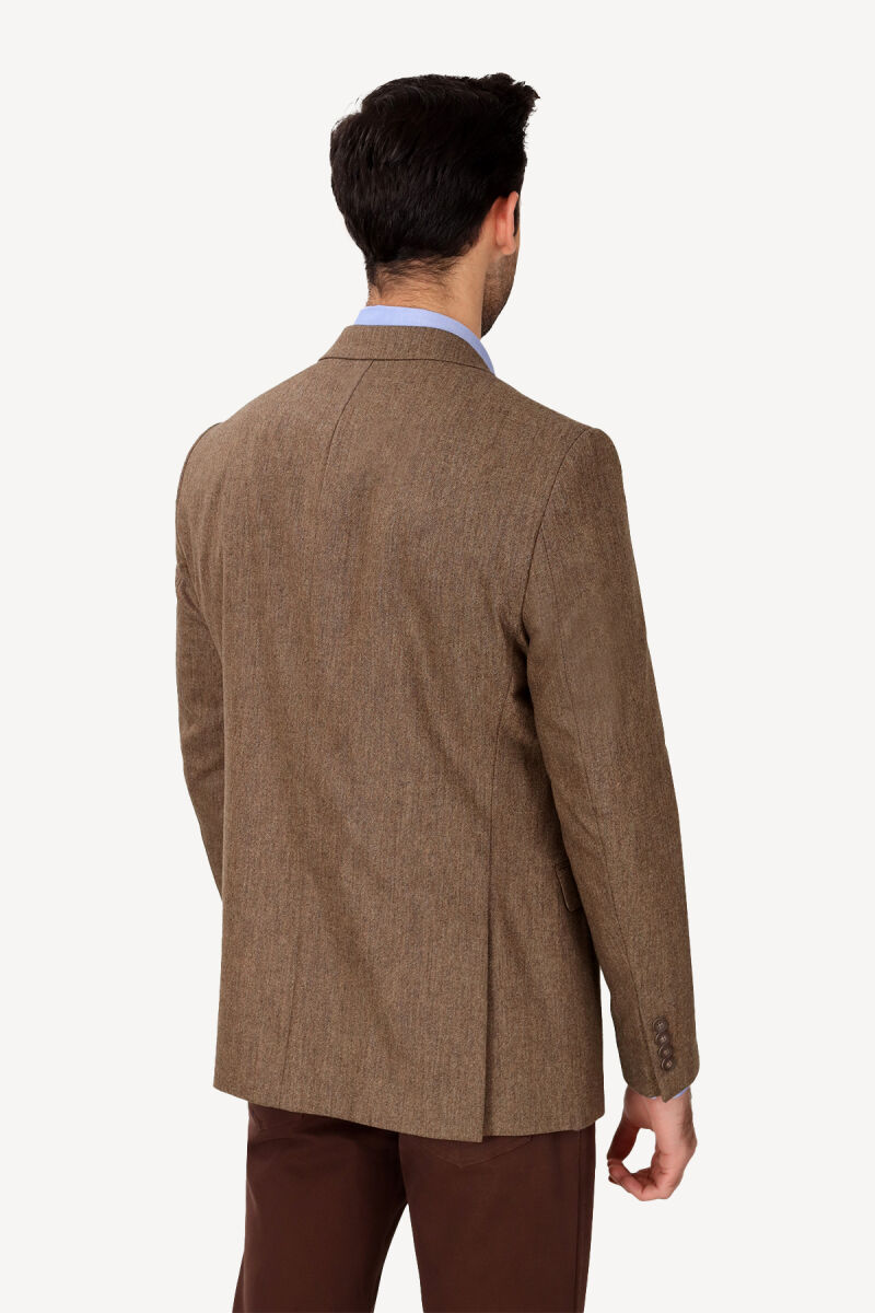 Erkek Kahverengi Klasik Kareli Ceket - 3