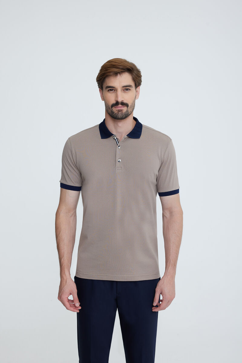 Erkek Kahverengi Polo Yaka T-shirt - 1