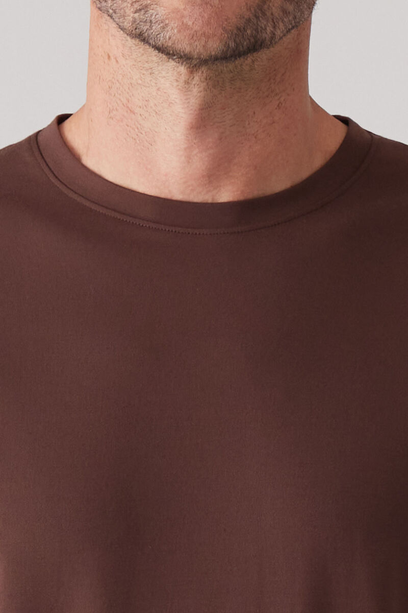 Erkek Kahverengi Regular Fit Bisiklet Yaka T-shirt - 7