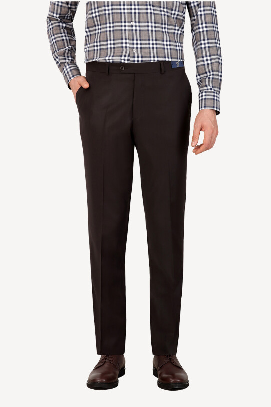 Erkek Kahverengi Regular Fit Kumaş Pantolon