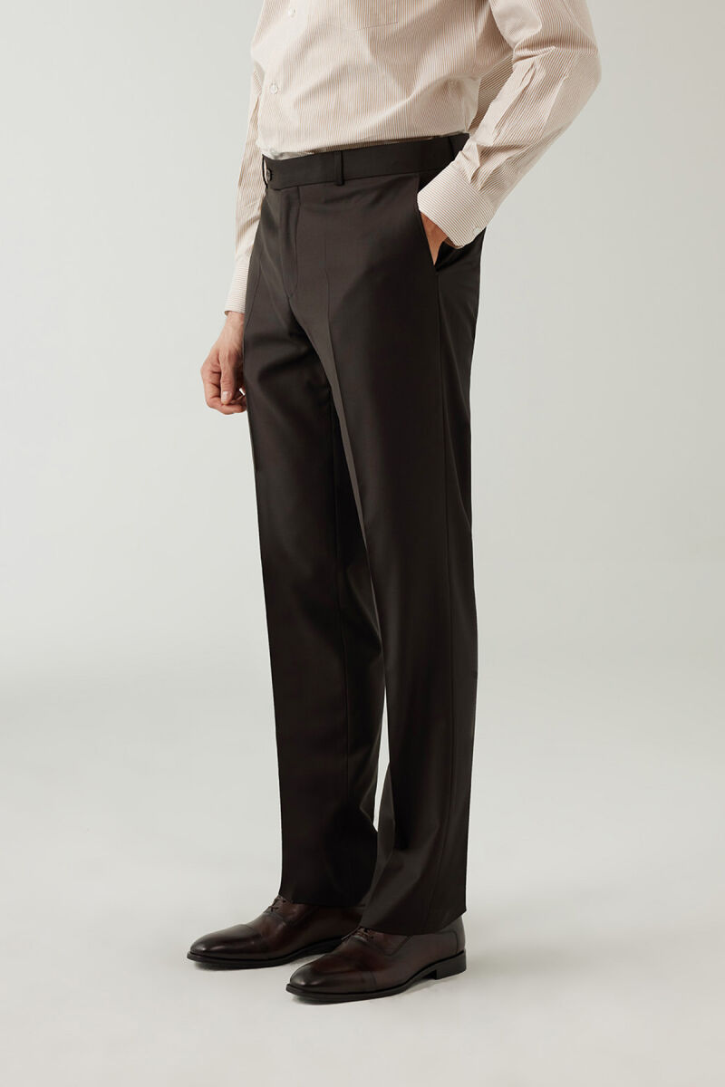 Erkek Kahverengi Regular Fit Kumaş Pantolon - 3