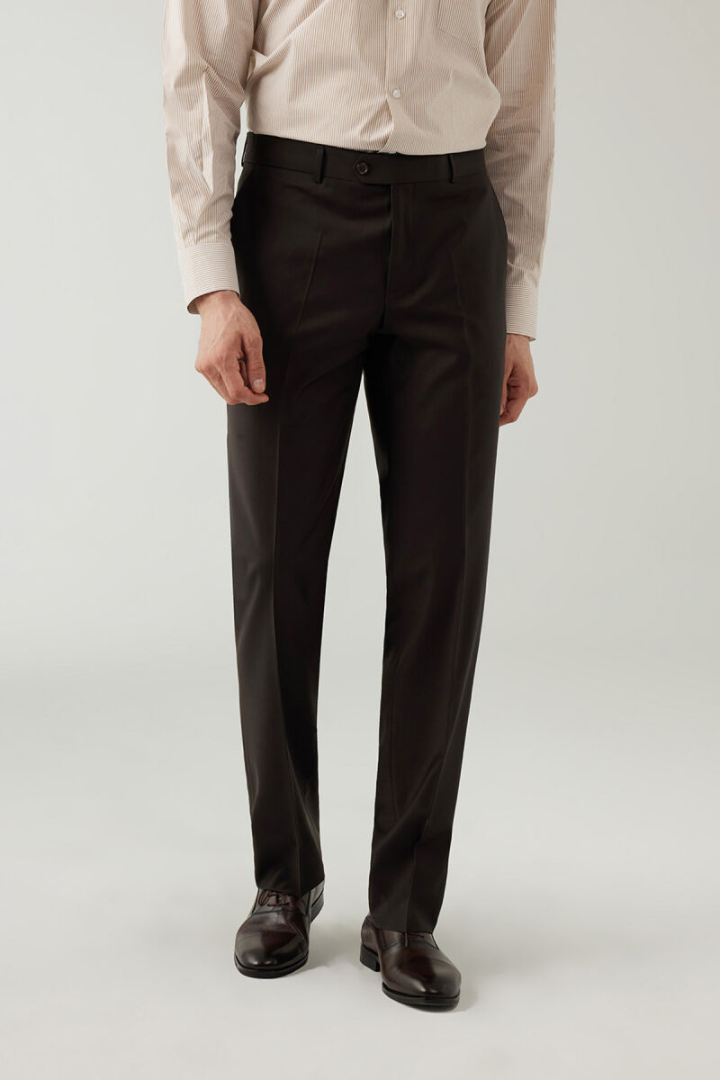 Erkek Kahverengi Regular Fit Kumaş Pantolon - 6