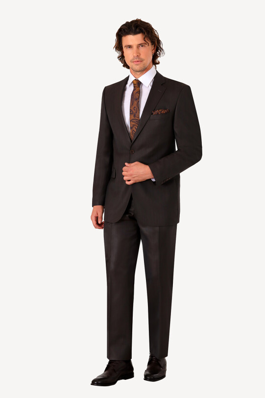 Erkek Kahverengi Regular Fit Takım Elbise
