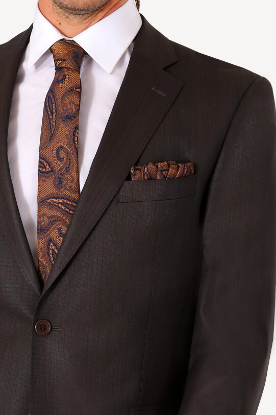Erkek Kahverengi Regular Fit Takım Elbise