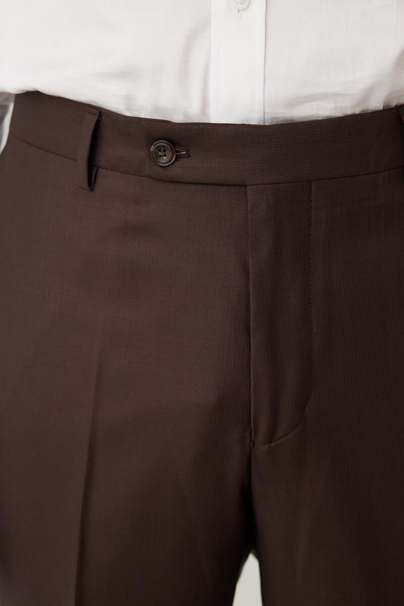 Erkek Kahverengi Regular Fit Takım Elbise - 10