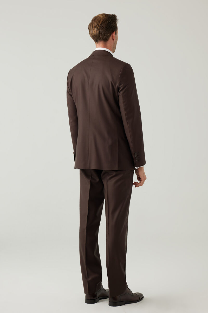 Erkek Kahverengi Regular Fit Takım Elbise - 12