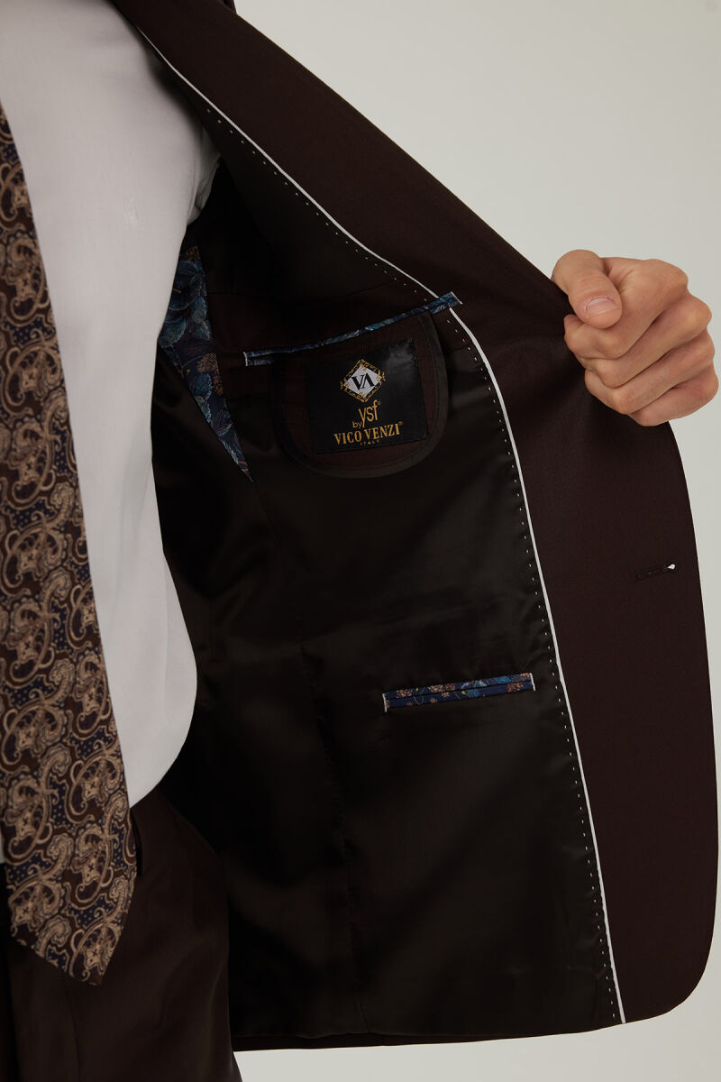 Erkek Kahverengi Regular Fit Takım Elbise - 9