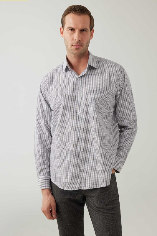 Erkek Kahverengi Regular Fit Uzun Kol Pamuklu Gömlek