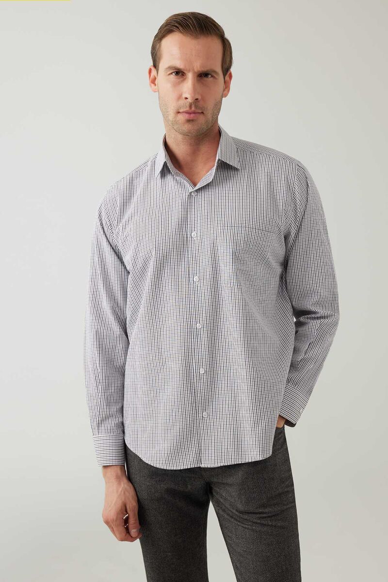 Erkek Kahverengi Regular Fit Uzun Kol Pamuklu Gömlek - 1