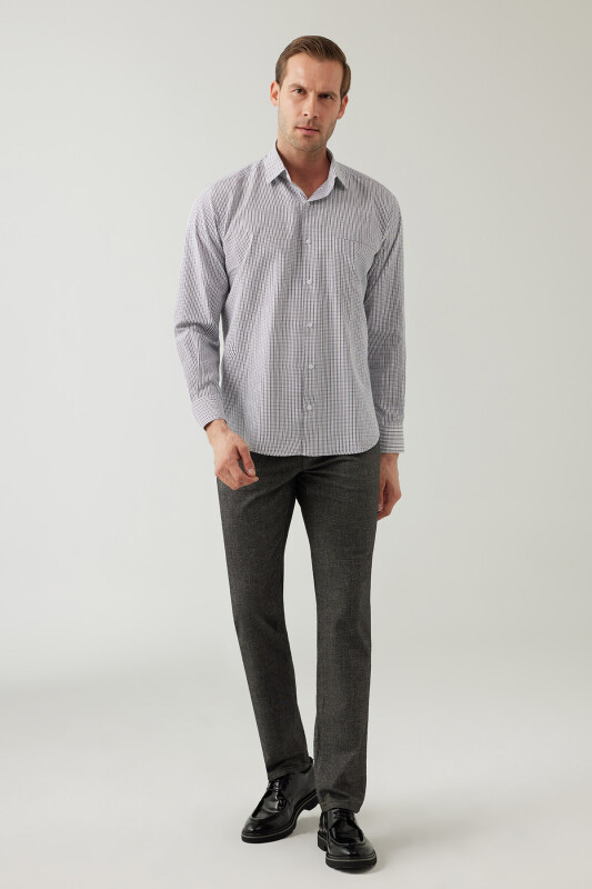 Erkek Kahverengi Regular Fit Uzun Kol Pamuklu Gömlek