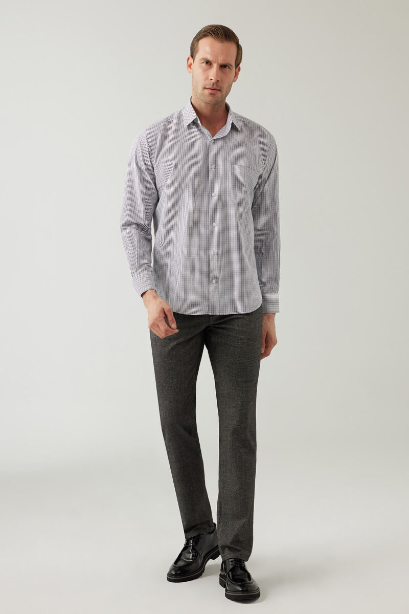 Erkek Kahverengi Regular Fit Uzun Kol Pamuklu Gömlek - 2