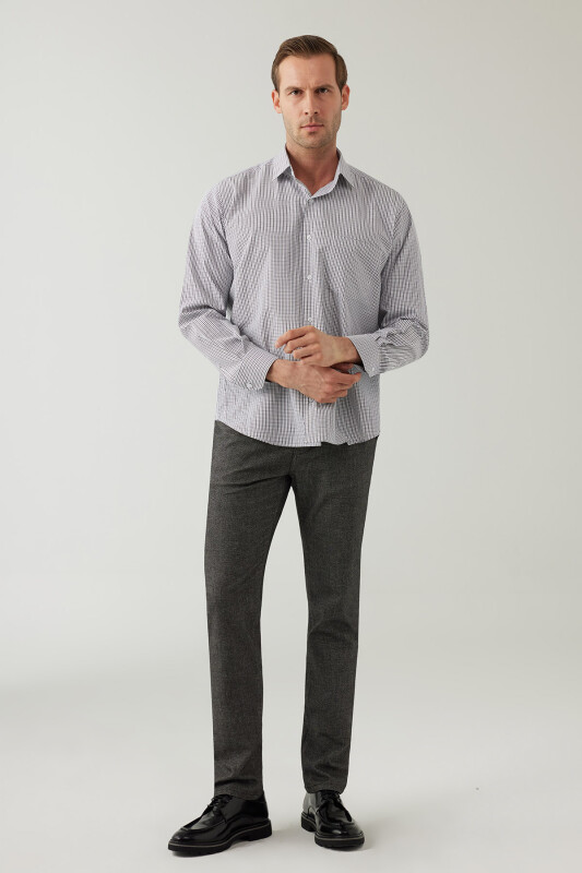 Erkek Kahverengi Regular Fit Uzun Kol Pamuklu Gömlek