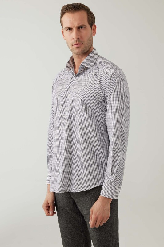 Erkek Kahverengi Regular Fit Uzun Kol Pamuklu Gömlek