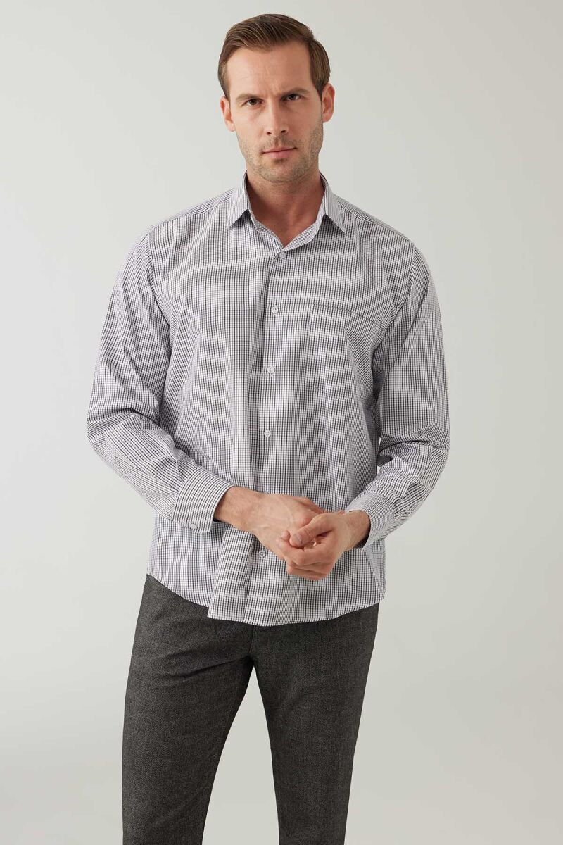 Erkek Kahverengi Regular Fit Uzun Kol Pamuklu Gömlek - 5