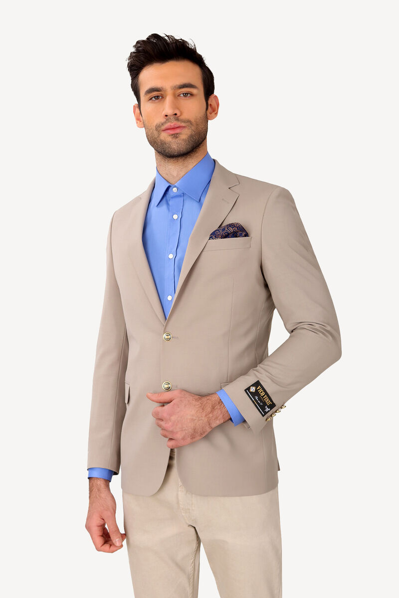 Erkek Kahverengi Regular Fit Yünlü Blazer Ceket - 1