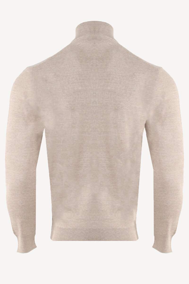 Erkek Kahverengi Yarım Balıkçı Yaka Klasik Triko - 2