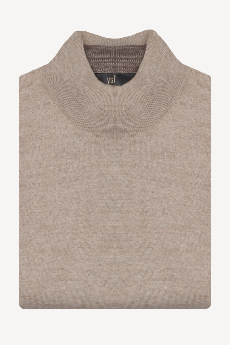 Erkek Kahverengi Yarım Balıkçı Yaka Klasik Triko - 3