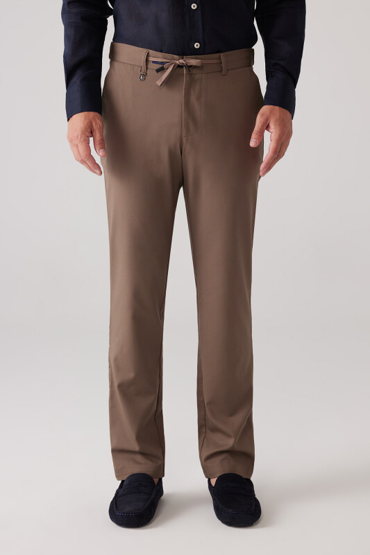 Erkek Kahverengi Yazlık Yan Cep Jogger Pantolon